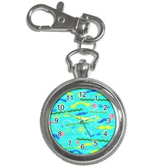 Mustache Jellyfish Blue Water Sea Beack Swim Blue Key Chain Watches by Mariart