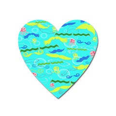 Mustache Jellyfish Blue Water Sea Beack Swim Blue Heart Magnet