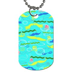 Mustache Jellyfish Blue Water Sea Beack Swim Blue Dog Tag (one Side) by Mariart