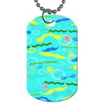 Mustache Jellyfish Blue Water Sea Beack Swim Blue Dog Tag (Two Sides) Front