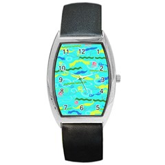 Mustache Jellyfish Blue Water Sea Beack Swim Blue Barrel Style Metal Watch by Mariart