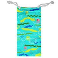 Mustache Jellyfish Blue Water Sea Beack Swim Blue Jewelry Bag