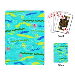 Mustache Jellyfish Blue Water Sea Beack Swim Blue Playing Card by Mariart