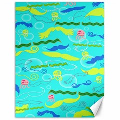 Mustache Jellyfish Blue Water Sea Beack Swim Blue Canvas 12  X 16  