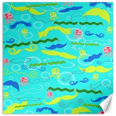 Mustache Jellyfish Blue Water Sea Beack Swim Blue Canvas 20  X 20   by Mariart