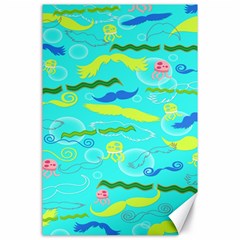 Mustache Jellyfish Blue Water Sea Beack Swim Blue Canvas 24  X 36 