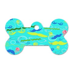 Mustache Jellyfish Blue Water Sea Beack Swim Blue Dog Tag Bone (one Side) by Mariart