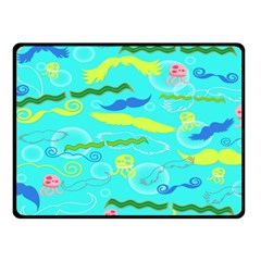 Mustache Jellyfish Blue Water Sea Beack Swim Blue Fleece Blanket (small) by Mariart