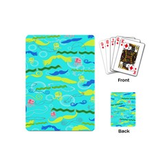 Mustache Jellyfish Blue Water Sea Beack Swim Blue Playing Cards (mini)  by Mariart