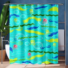 Mustache Jellyfish Blue Water Sea Beack Swim Blue Shower Curtain 60  X 72  (medium) 