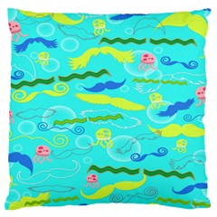 Mustache Jellyfish Blue Water Sea Beack Swim Blue Large Cushion Case (one Side) by Mariart