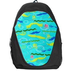 Mustache Jellyfish Blue Water Sea Beack Swim Blue Backpack Bag by Mariart