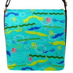 Mustache Jellyfish Blue Water Sea Beack Swim Blue Flap Messenger Bag (s) by Mariart