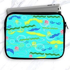 Mustache Jellyfish Blue Water Sea Beack Swim Blue Apple Ipad 2/3/4 Zipper Cases by Mariart