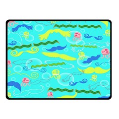 Mustache Jellyfish Blue Water Sea Beack Swim Blue Double Sided Fleece Blanket (small)  by Mariart