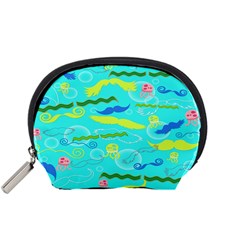 Mustache Jellyfish Blue Water Sea Beack Swim Blue Accessory Pouches (small)  by Mariart