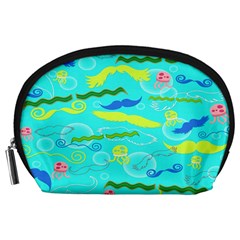 Mustache Jellyfish Blue Water Sea Beack Swim Blue Accessory Pouches (large)  by Mariart