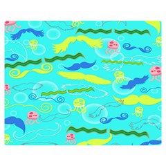 Mustache Jellyfish Blue Water Sea Beack Swim Blue Double Sided Flano Blanket (medium)  by Mariart