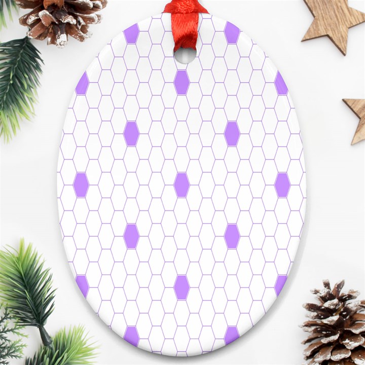 Purple White Hexagon Dots Ornament (Oval)