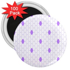 Purple White Hexagon Dots 3  Magnets (100 Pack) by Mariart