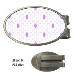 Purple White Hexagon Dots Money Clips (oval) 