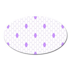 Purple White Hexagon Dots Oval Magnet