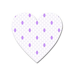 Purple White Hexagon Dots Heart Magnet by Mariart