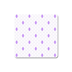 Purple White Hexagon Dots Square Magnet