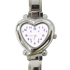 Purple White Hexagon Dots Heart Italian Charm Watch