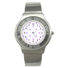 Purple White Hexagon Dots Stainless Steel Watch by Mariart