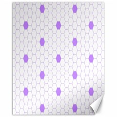 Purple White Hexagon Dots Canvas 11  X 14   by Mariart