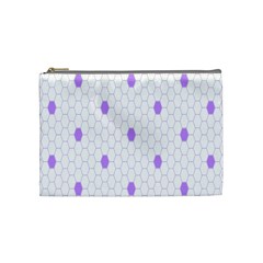 Purple White Hexagon Dots Cosmetic Bag (medium)  by Mariart