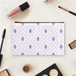 Purple White Hexagon Dots Cosmetic Bag (Medium)  Front