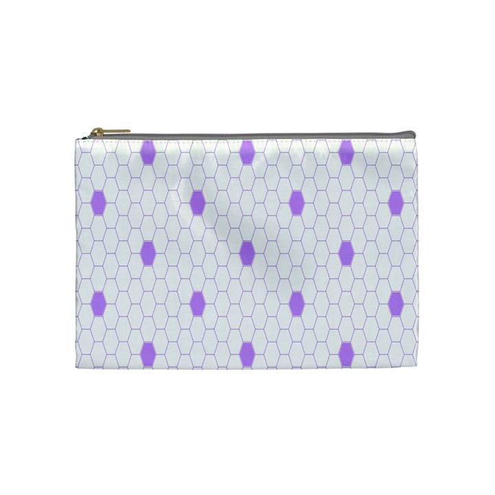 Purple White Hexagon Dots Cosmetic Bag (Medium) 