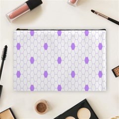 Purple White Hexagon Dots Cosmetic Bag (large) 