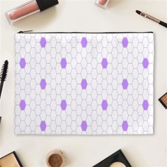 Purple White Hexagon Dots Cosmetic Bag (xl) by Mariart