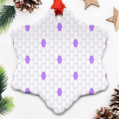 Purple White Hexagon Dots Snowflake Ornament (two Sides)