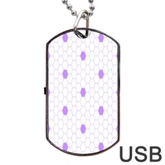 Purple White Hexagon Dots Dog Tag Usb Flash (one Side) by Mariart