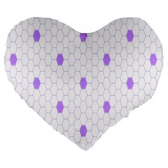 Purple White Hexagon Dots Large 19  Premium Heart Shape Cushions