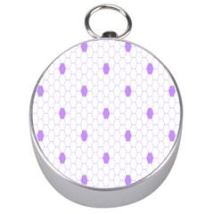 Purple White Hexagon Dots Silver Compasses by Mariart