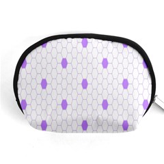 Purple White Hexagon Dots Accessory Pouches (medium)  by Mariart