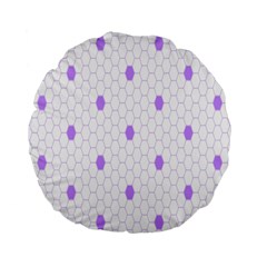 Purple White Hexagon Dots Standard 15  Premium Flano Round Cushions