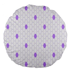 Purple White Hexagon Dots Large 18  Premium Flano Round Cushions