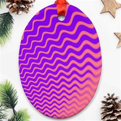 Original Resolution Wave Waves Chevron Pink Purple Ornament (oval)