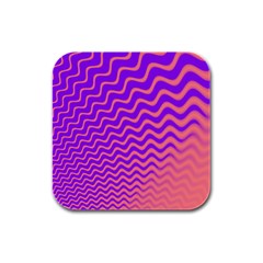 Original Resolution Wave Waves Chevron Pink Purple Rubber Square Coaster (4 Pack) 