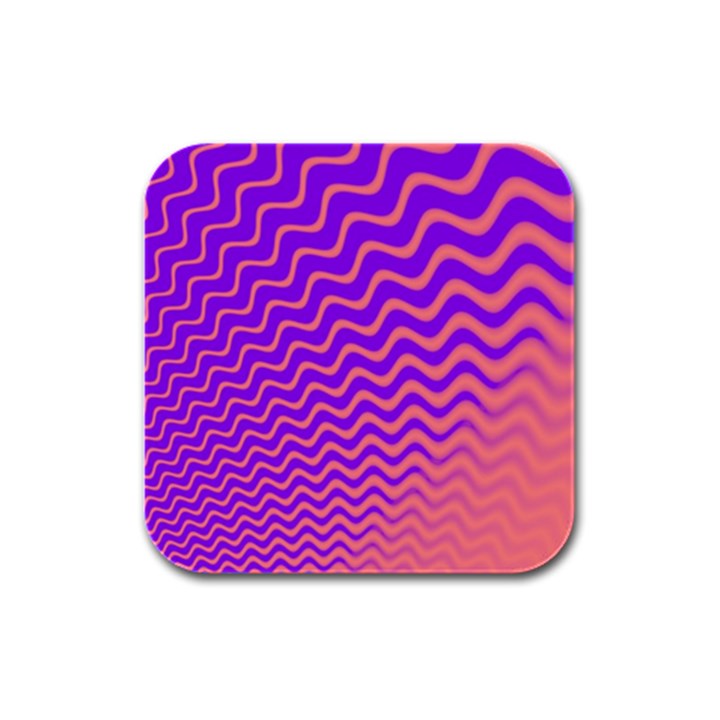 Original Resolution Wave Waves Chevron Pink Purple Rubber Square Coaster (4 pack) 