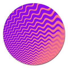 Original Resolution Wave Waves Chevron Pink Purple Magnet 5  (round) by Mariart