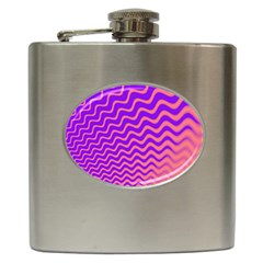 Original Resolution Wave Waves Chevron Pink Purple Hip Flask (6 Oz) by Mariart