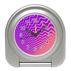 Original Resolution Wave Waves Chevron Pink Purple Travel Alarm Clocks