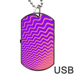 Original Resolution Wave Waves Chevron Pink Purple Dog Tag Usb Flash (two Sides) by Mariart